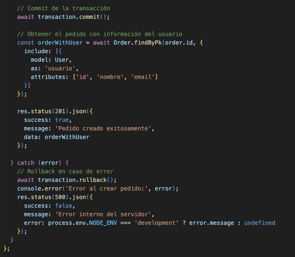 Creación de Pedido con Transacción - Parte 2