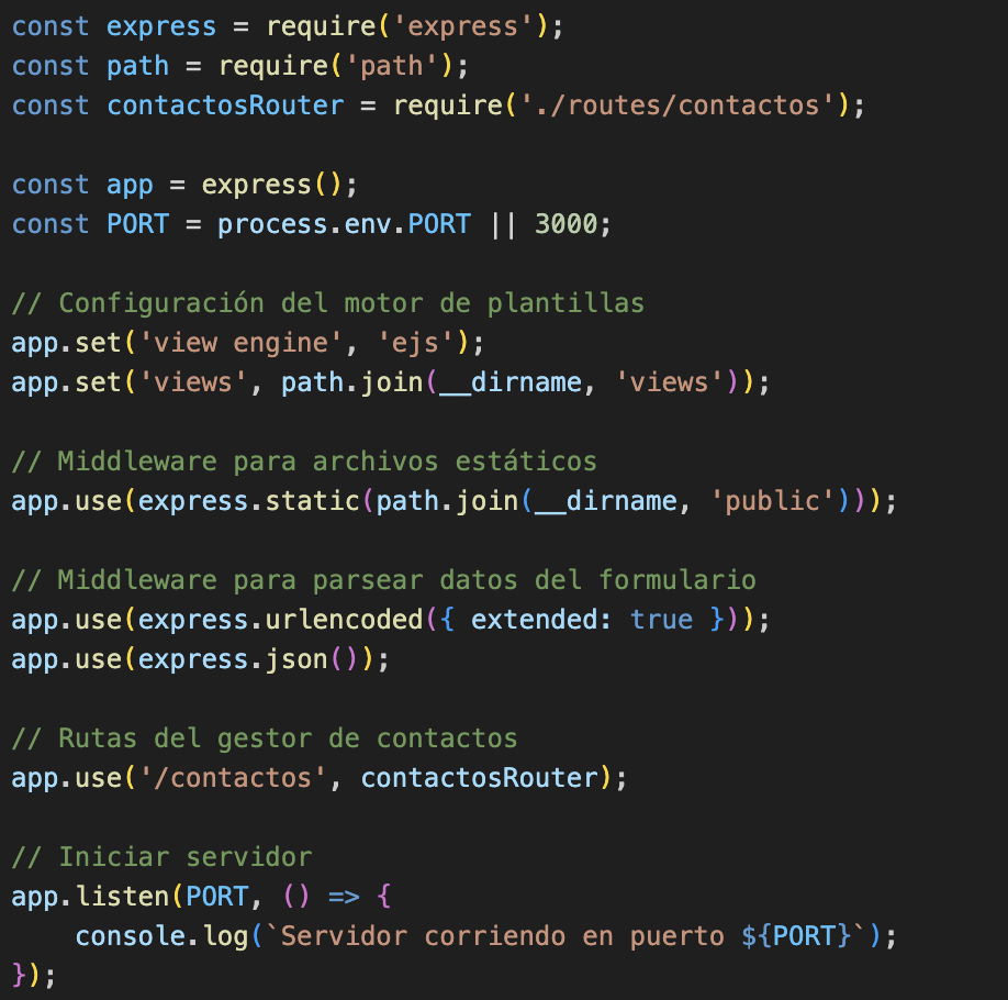 Código del servidor Express principal