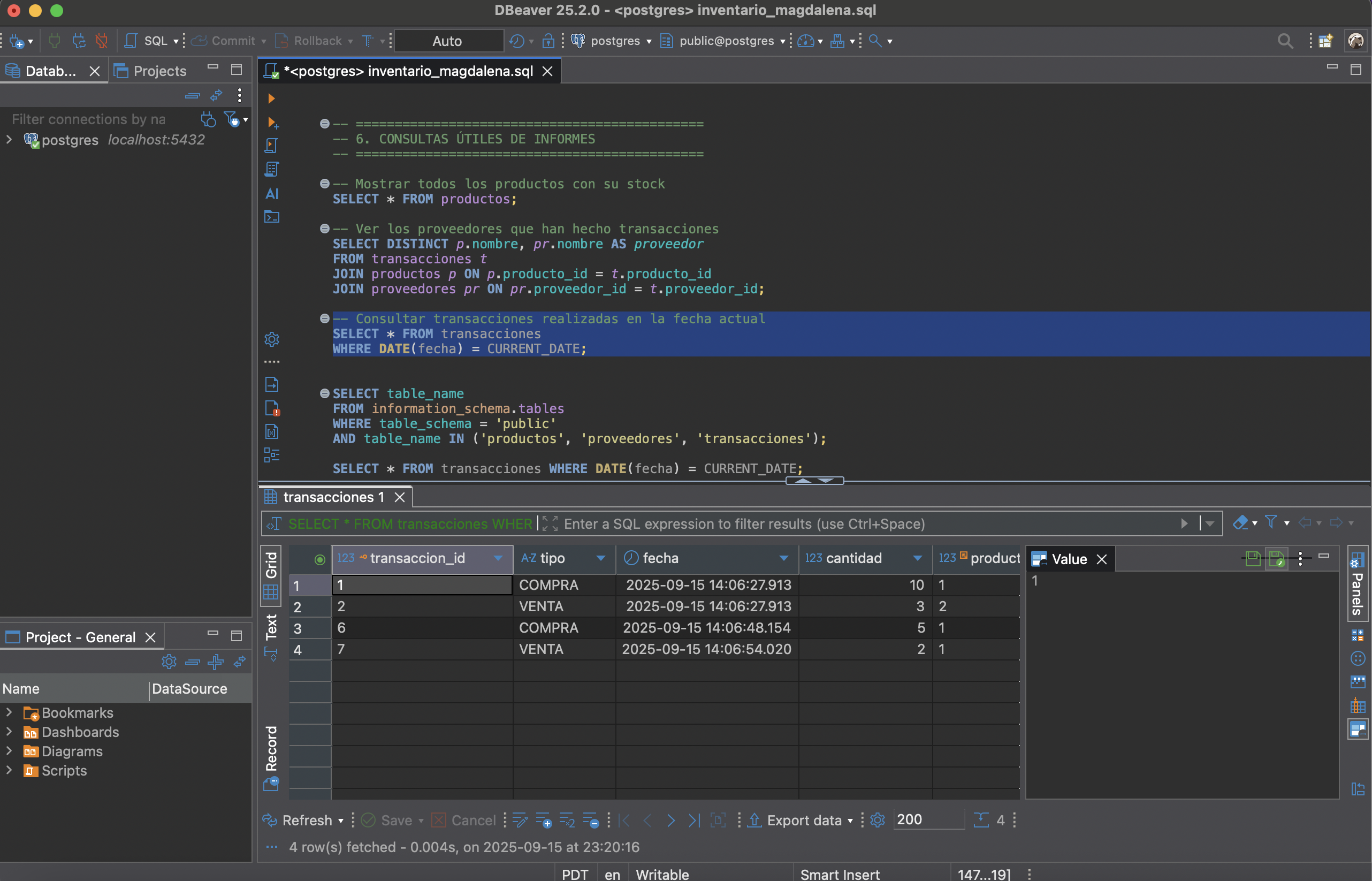 Transacciones en PostgreSQL